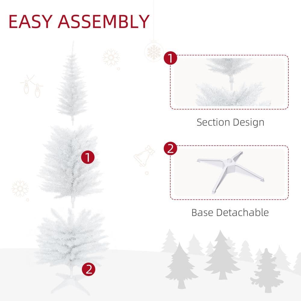 image-1.8m 6ft Artificial Pine Pencil Slim Christmas Tree with 390 Branch Tips White