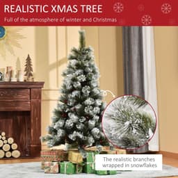 image-5ft Indoor Christmas Tree Artificial Berry Xmas Deco Metal Stand and 184 Tips