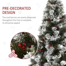 image-5ft Indoor Christmas Tree Artificial Berry Xmas Deco Metal Stand and 184 Tips