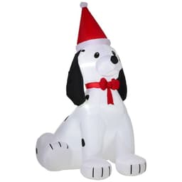 image-6ft Inflatable Christmas Puppy Dog Wearing Santa Hat Lighted Outdoor Indoor
