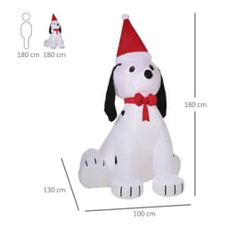 image-6ft Inflatable Christmas Puppy Dog Wearing Santa Hat Lighted Outdoor Indoor