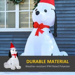 image-6ft Inflatable Christmas Puppy Dog Wearing Santa Hat Lighted Outdoor Indoor