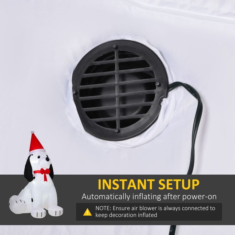image-6ft Inflatable Christmas Puppy Dog Wearing Santa Hat Lighted Outdoor Indoor