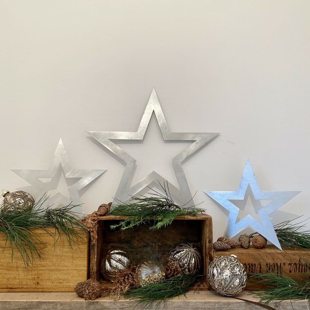image-3 X Steel Stars Christmas Decorations Vintage Style Decor Metal