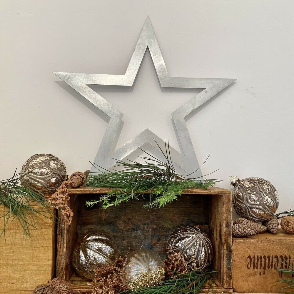 image-3 X Steel Stars Christmas Decorations Vintage Style Decor Metal