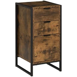 image-Industrial 3-Drawer Storage Chest Metal Frame Freestanding Unit Brown