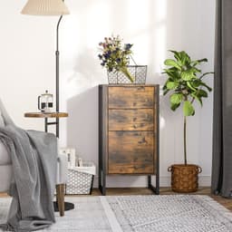 image-Industrial 3-Drawer Storage Chest Metal Frame Freestanding Unit Brown