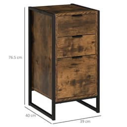 image-Industrial 3-Drawer Storage Chest Metal Frame Freestanding Unit Brown