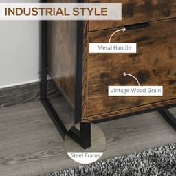 image-Industrial 3-Drawer Storage Chest Metal Frame Freestanding Unit Brown