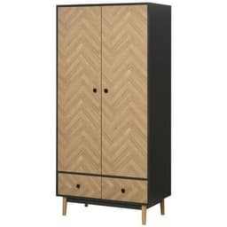 image-Wardrobe Cabinet Wood Grain 90x50x190cm-Grey/Oak
