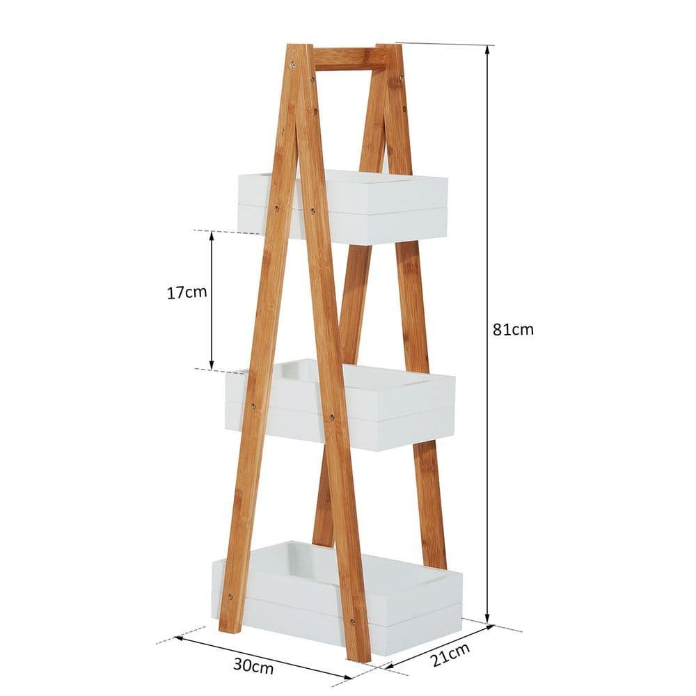 image-Bathroom A-Shape Rack, 3-Tier-Bamboo