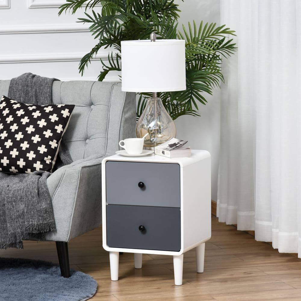 image-Side Cabinet Nightstand Home Organizer with 2 Storage Drawer Unit
