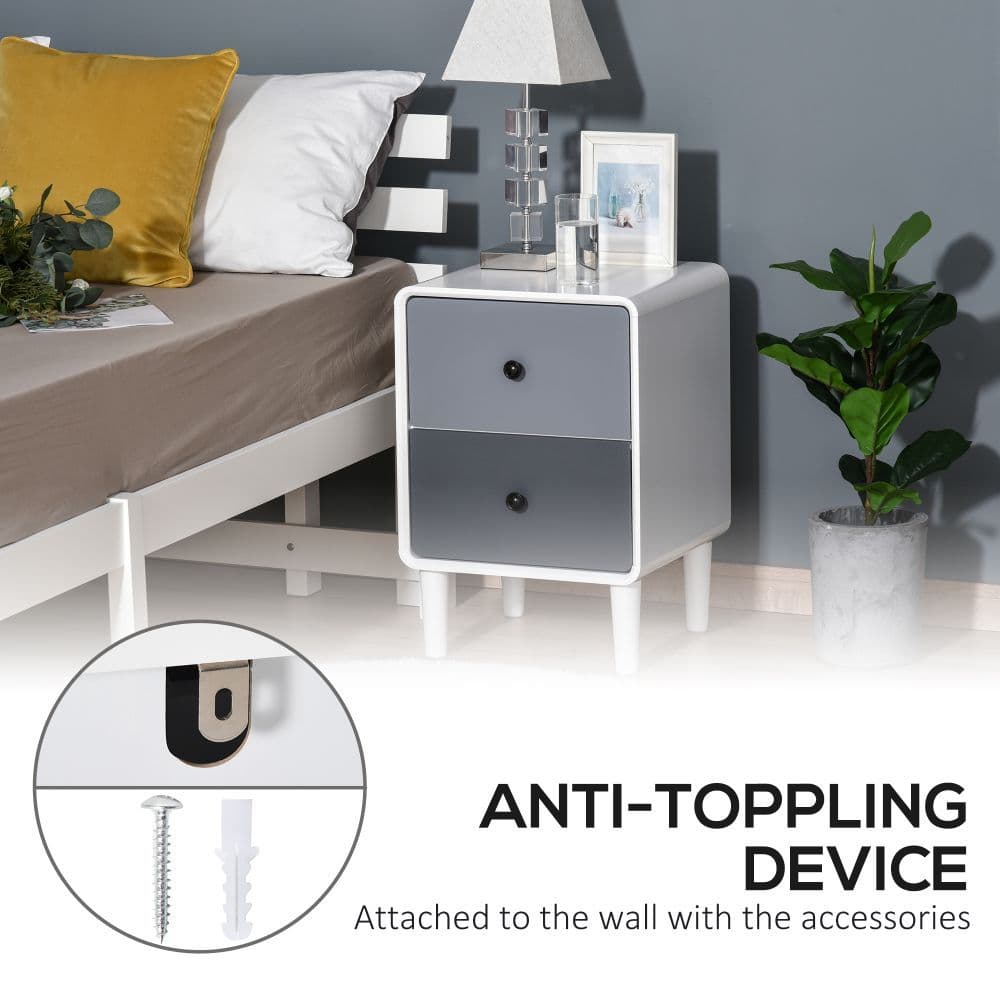 image-Side Cabinet Nightstand Home Organizer with 2 Storage Drawer Unit