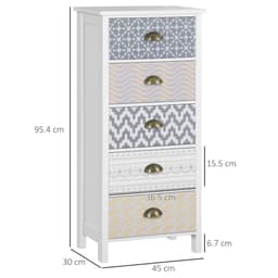 image-5-Drawer Tallboy Dresser with Metal Handles, Storage Cabinet Unit