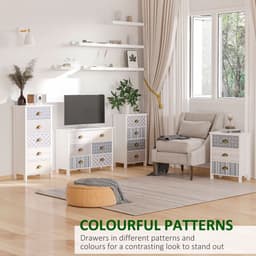 image-5-Drawer Tallboy Dresser with Metal Handles, Storage Cabinet Unit