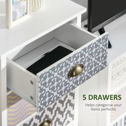 image-5-Drawer Tallboy Dresser with Metal Handles, Storage Cabinet Unit
