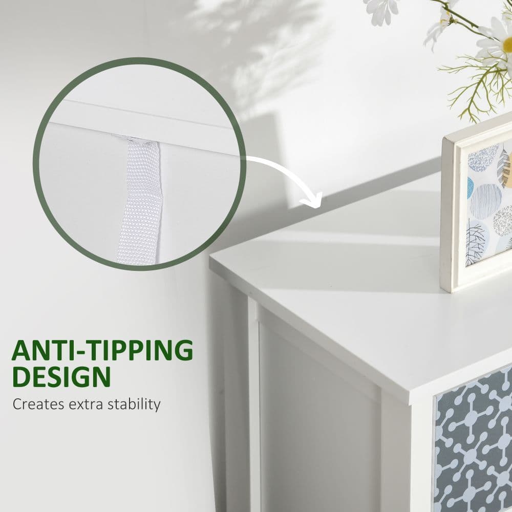 image-5-Drawer Tallboy Dresser with Metal Handles, Storage Cabinet Unit
