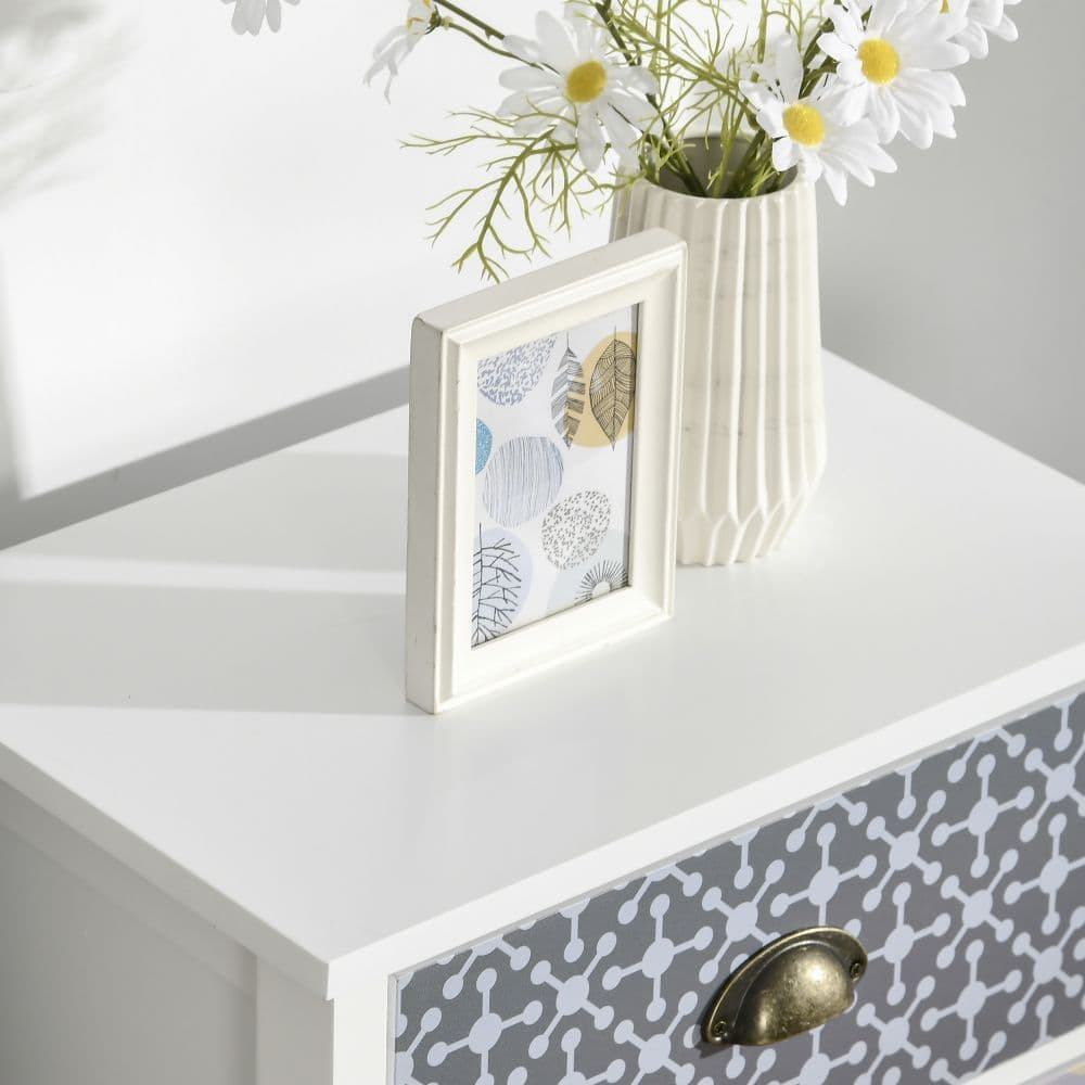 image-5-Drawer Tallboy Dresser with Metal Handles, Storage Cabinet Unit