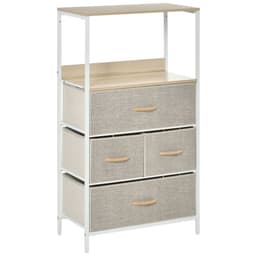 image-Chest of Drawers with 4 Fabric Bins White