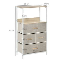 image-Chest of Drawers with 4 Fabric Bins White