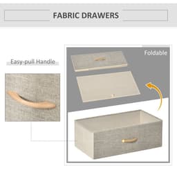 image-Chest of Drawers with 4 Fabric Bins White