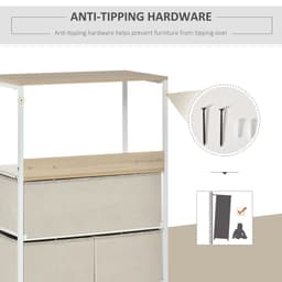 image-Chest of Drawers with 4 Fabric Bins White