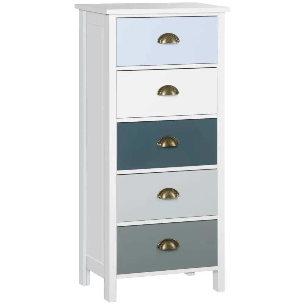 image-Chest of Drawers, 5-Drawer Dresser with Metal Handle