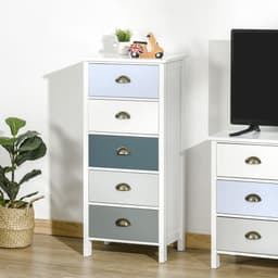 image-Chest of Drawers, 5-Drawer Dresser with Metal Handle