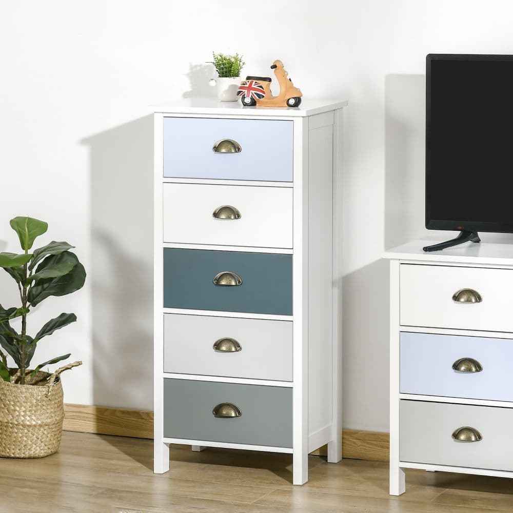 image-Chest of Drawers, 5-Drawer Dresser with Metal Handle