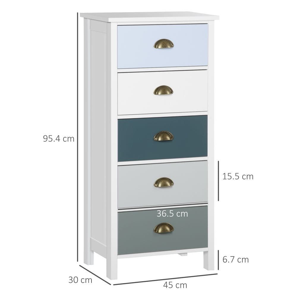 image-Chest of Drawers, 5-Drawer Dresser with Metal Handle