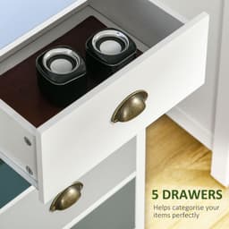 image-Chest of Drawers, 5-Drawer Dresser with Metal Handle