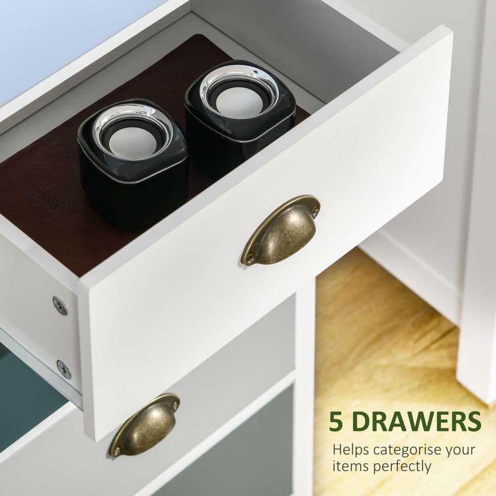 image-Chest of Drawers, 5-Drawer Dresser with Metal Handle