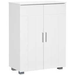 image-Modern Bathroom Floor Cabinet, with 3 Tier Shelves, White
