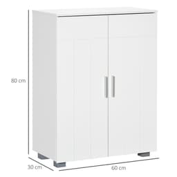 image-Modern Bathroom Floor Cabinet, with 3 Tier Shelves, White