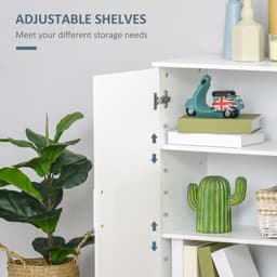 image-Modern Bathroom Floor Cabinet, with 3 Tier Shelves, White