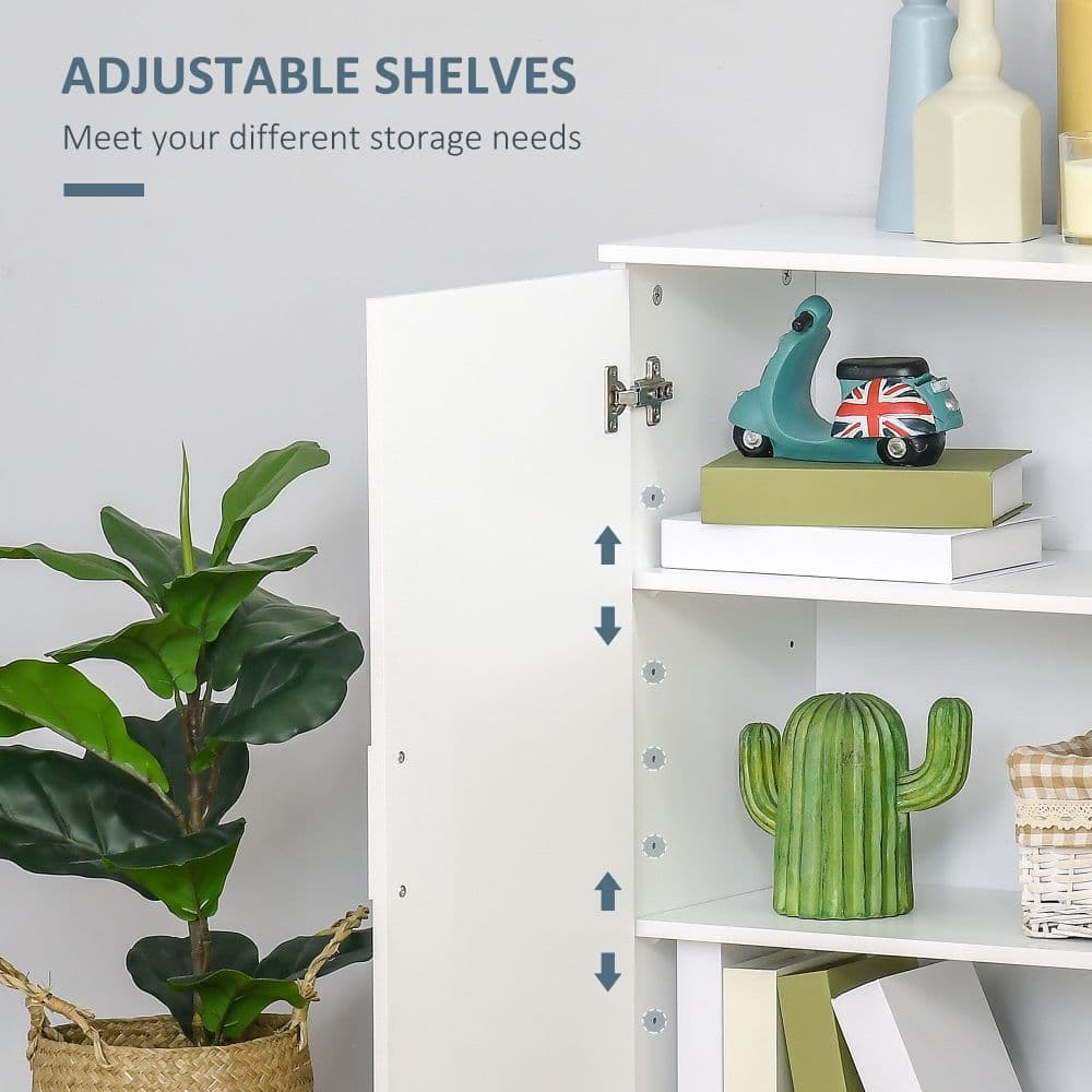 image-Modern Bathroom Floor Cabinet, with 3 Tier Shelves, White