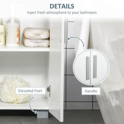 image-Modern Bathroom Floor Cabinet, with 3 Tier Shelves, White