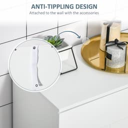 image-Modern Bathroom Floor Cabinet, with 3 Tier Shelves, White