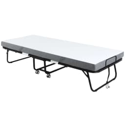 image-Folding Bed with 10cm Mattress, Portable Foldable Guest Bed Metal Frame