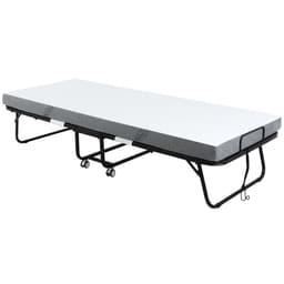 image-Folding Bed with 10cm Mattress, Portable Foldable Guest Bed Metal Frame