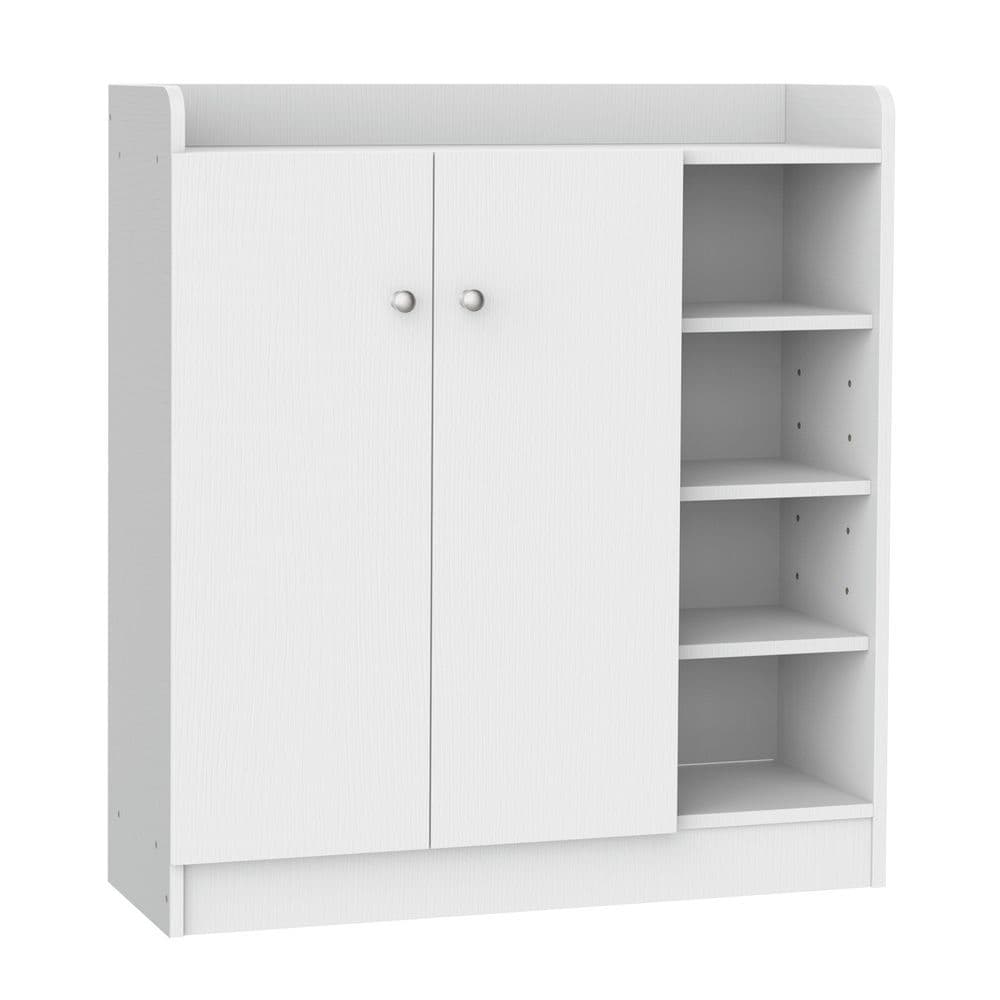 image-Shoe Storage Cabinet Home 2 Doors w/Adjustable 4 Shelves White