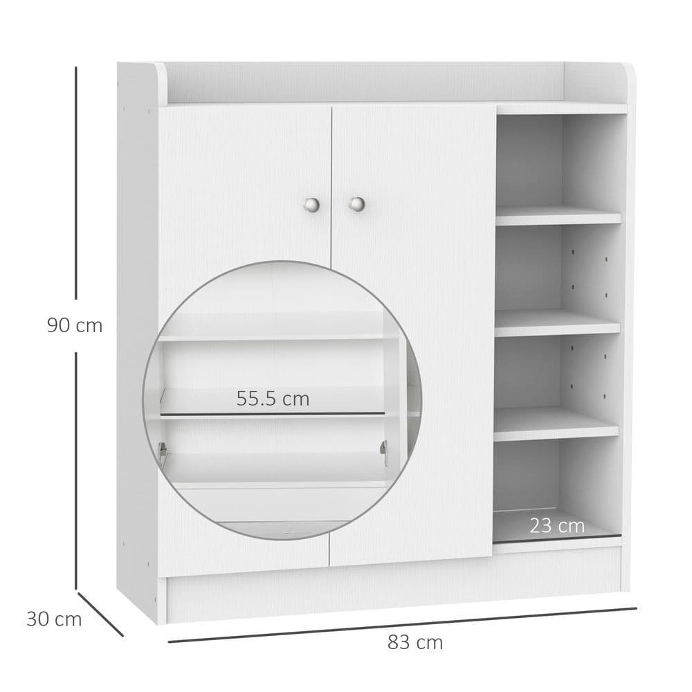 image-Shoe Storage Cabinet Home 2 Doors w/Adjustable 4 Shelves White