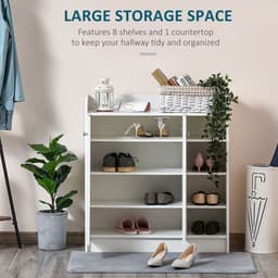 image-Shoe Storage Cabinet Home 2 Doors w/Adjustable 4 Shelves White