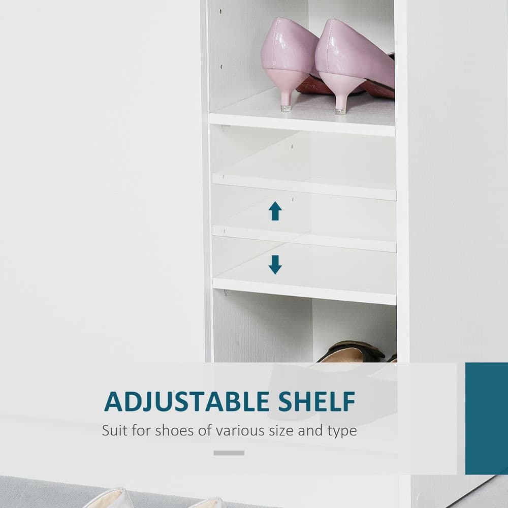 image-Shoe Storage Cabinet Home 2 Doors w/Adjustable 4 Shelves White