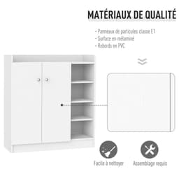 image-Shoe Storage Cabinet Home 2 Doors w/Adjustable 4 Shelves White