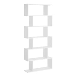 image-Particle Board 6-Tier Asymmetrical Shelving Unit White