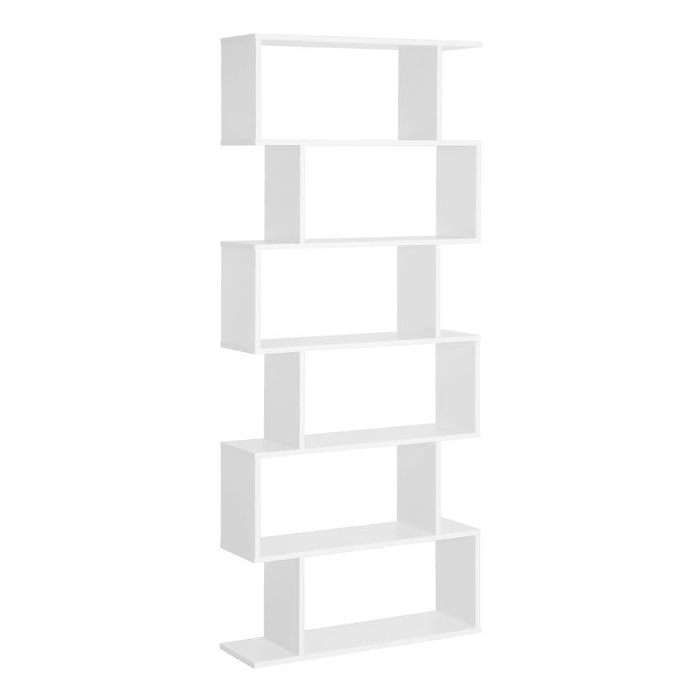 image-Particle Board 6-Tier Asymmetrical Shelving Unit White