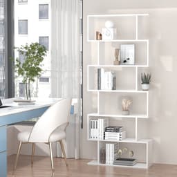 image-Particle Board 6-Tier Asymmetrical Shelving Unit White