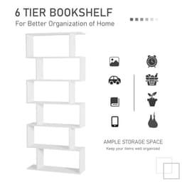 image-Particle Board 6-Tier Asymmetrical Shelving Unit White