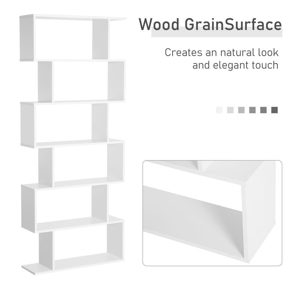 image-Particle Board 6-Tier Asymmetrical Shelving Unit White